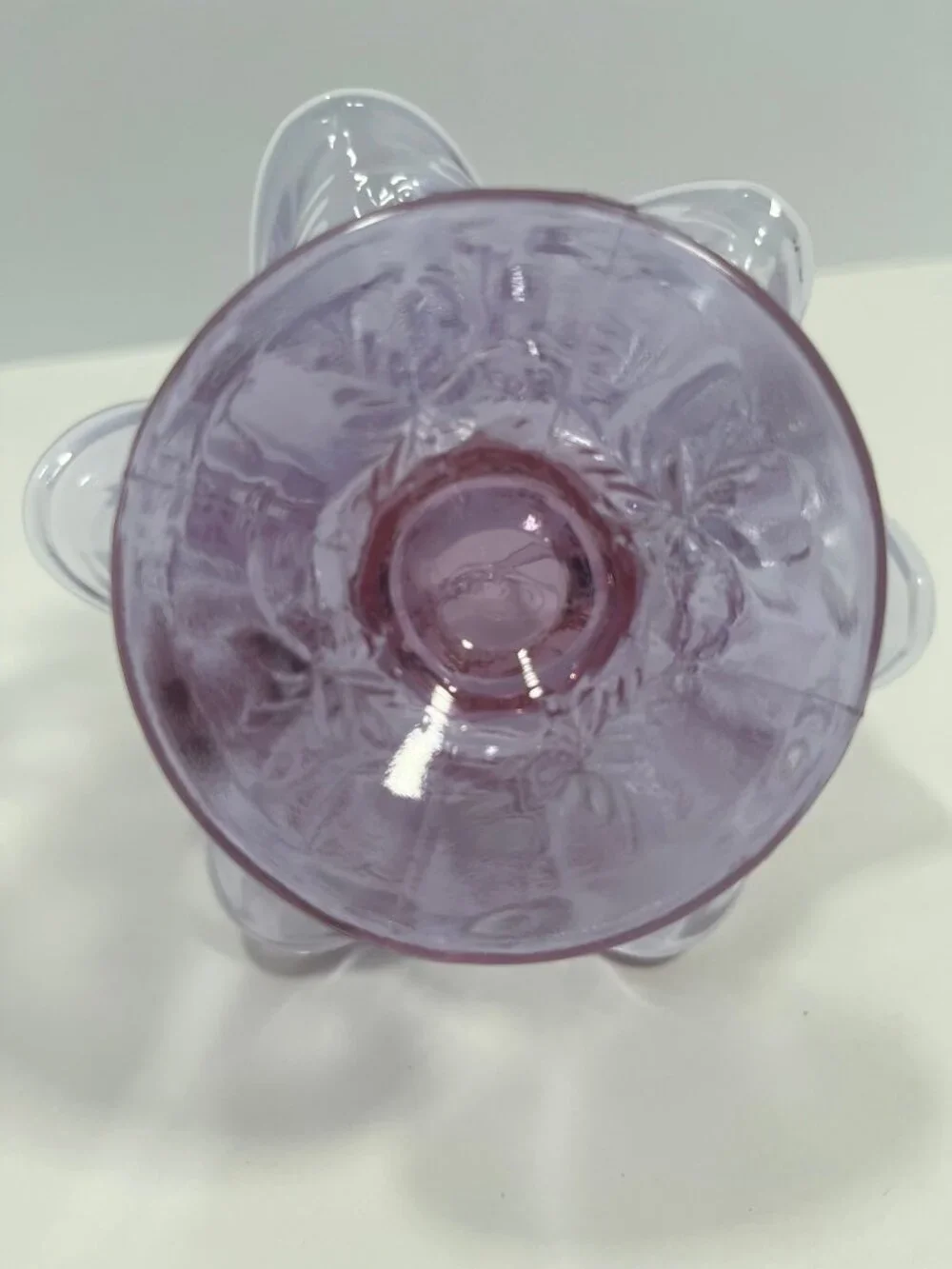 Vintage Lavender Purple Glass Basket – Embossed Fruit / Strawberry Pattern